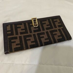 Vintage Fendi Zucca Monogram Long Wallet